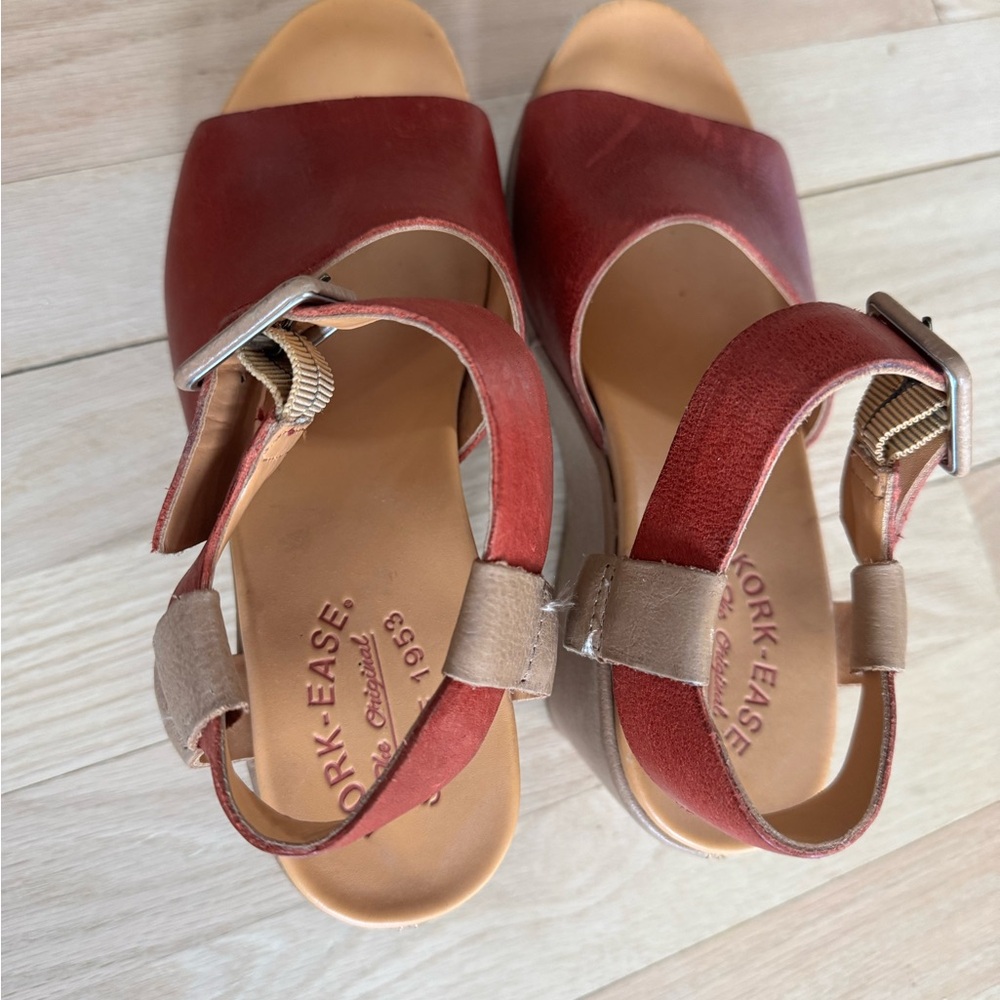Kork-Ease sandals red leather. So comfortable! So much life left - Picture 5 of 8